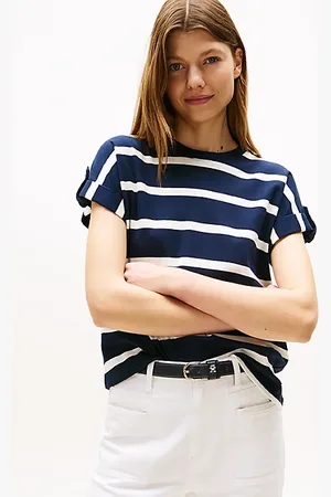 Tommy Hilfiger Rundhals-T-Shirt mit goldfarbenen Knöpfen