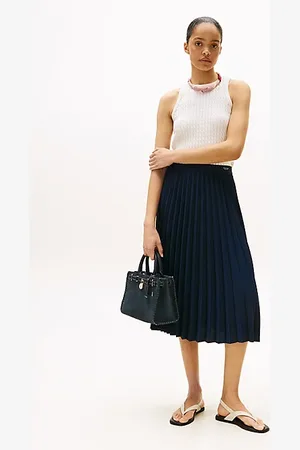 Tommy Hilfiger Midi-Faltenrock mit Logo am Taillenbund