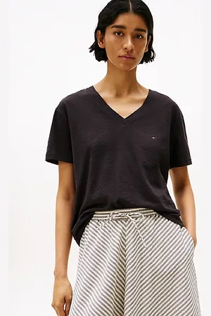 Tommy Hilfiger Strukturiertes T-Shirt mit V-Ausschnitt