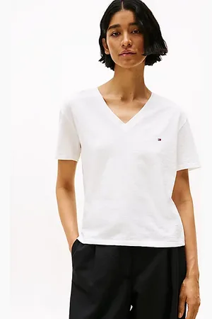 Tommy Hilfiger Strukturiertes T-Shirt mit V-Ausschnitt