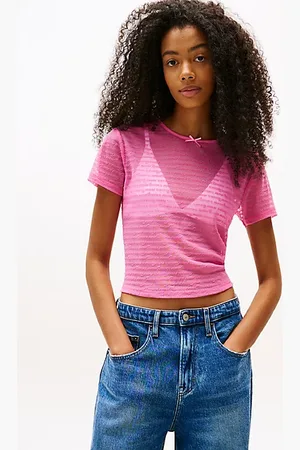 Tommy Hilfiger Slim Fit T-Shirt aus Mesh mit Logomuster