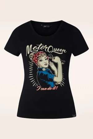 Queen Kerosin I Can Do It Motor Queen T-Shirt in Schwarz