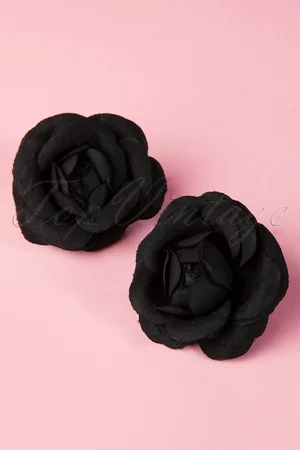 ZaZoo Pin-Up-Paar schwarze Blumen-Haarspangen