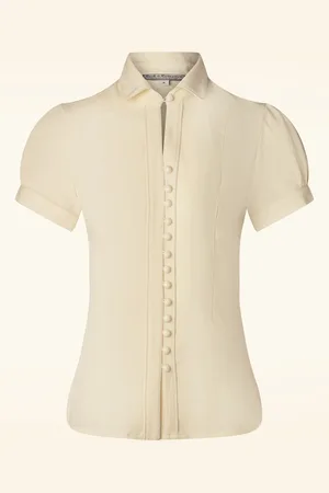 Rock N Romance Margot Bluse in Altweiß