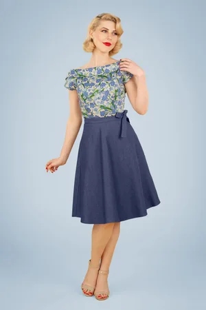Banned Retro Sweet Sail Wrap Swing Rock in Jeansblau