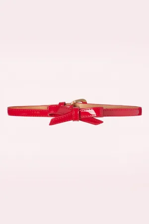 Banned Retro Gold Rush Lacquer Bow Belt in Lippenstiftrot