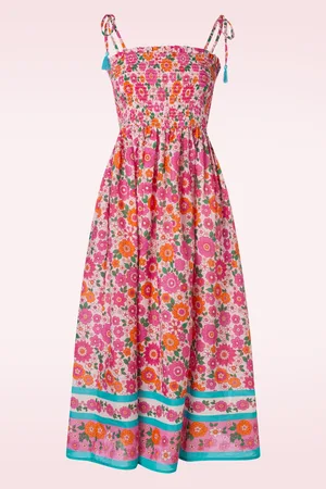 Timeless Juni Blumen Midi Kleid in .