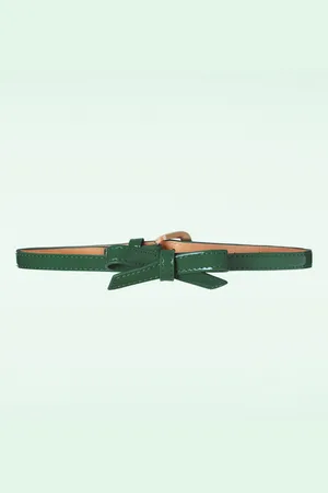 Banned Retro Gold Rush Lackschleifengürtel in Forrest Green
