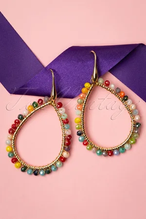 Day&Eve by Go Dutch Label Regenbogen-Perlen-Ohrringe in Gold