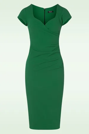 Vintage Chic Violetta Bleistiftkleid in Smaragdgrün