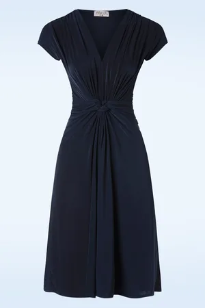 Vintage Chic Suki Knotted Swing Kleid in Marineblau