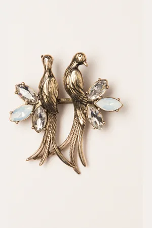Lovely Crystal Love Birds Brosche in