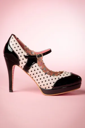 Banned Retro Mary Jane Pumps in Schwarz und Nude