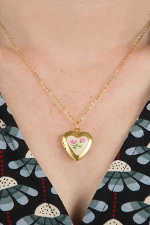Urban Hippies Herz Medaillon Halskette in Gold.