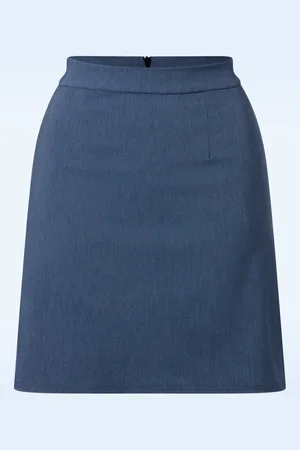 Vintage Chic Lina Bengaline A-Linie Rock in Denim