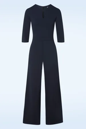 Vintage Chic Iris Jumpsuit in Marineblau.