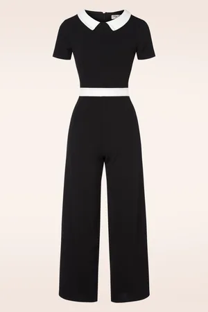 Vintage Chic Caro Jumpsuit in Schwarz und Weiß