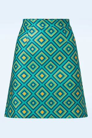 Vintage Chic Bobby Geometrischer Retro Rock in Blau