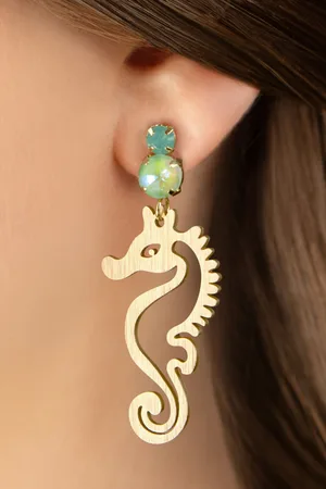 Day&Eve by Go Dutch Label Seahorse Dangle Ohrringe in Mint und Gold