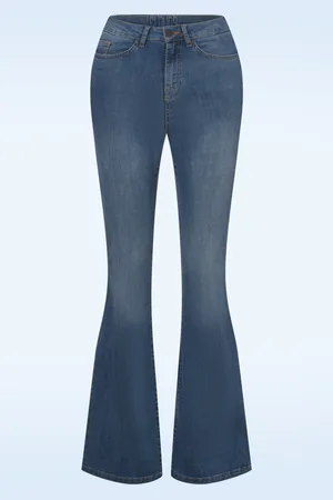 Cloud9 Dora Flared Jeans in Washed Hellblau