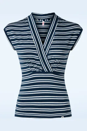 Blutsgeschwister Virgin Venus Top in Caravan Stripes Blue.