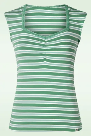 Blutsgeschwister Let Romance Rule Top in Caravan Stripes Green