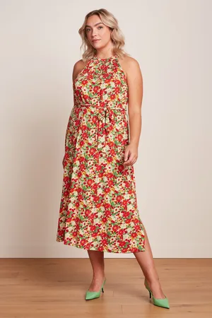 King Louie Virna Punch Midi Kleid in Feuerrot