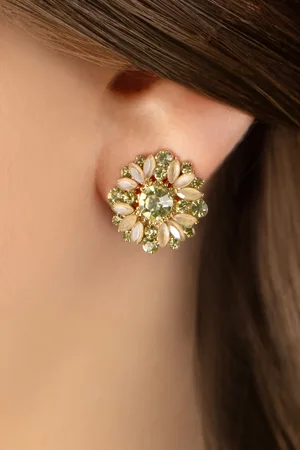 Day&Eve by Go Dutch Label Diana Crystal Flower Ohrringe in Gold und Puderrosa