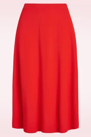 King Louie Juno Milano Crepe Midi Rock in Feuerrot