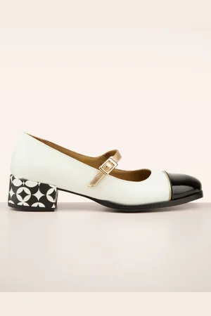 Nemonic Colette Mary Jane Pumps in Schwarz und Elfenbein