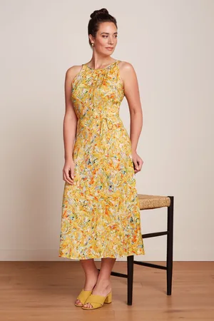 King Louie Hazel Laundry Kleid in Creme und Goldgelb