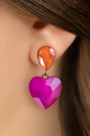 Day&Eve by Go Dutch Label Love on the Brain Ohrringe in Rosa und Orange.