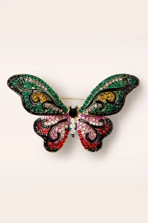 Day&Eve by Go Dutch Label Sparkly Butterfly Brosche in Multi