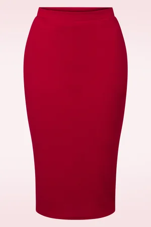 Vintage Chic Bella Midi Rock in Lippenstiftrot