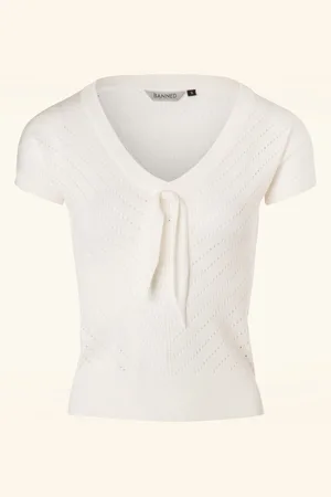 Banned Retro Patricia Pointelle Top in Off White