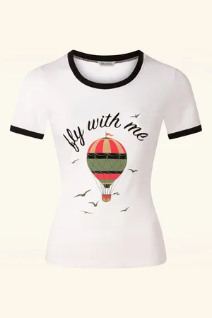 Banned Retro Fly With Me T-Shirt in Off White
