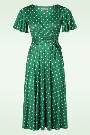 Vintage Chic Irene Polkadot Cross Over Swing Kleid in