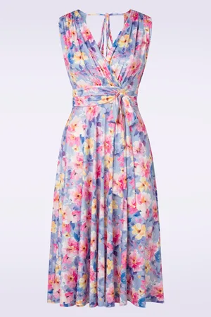 Vintage Chic Jane Floral Swing Kleid in Lila.