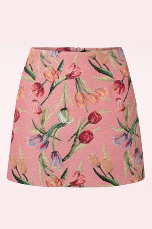 Louche Aubin Tulip Jacquard A-Linie Minirock in Rosa