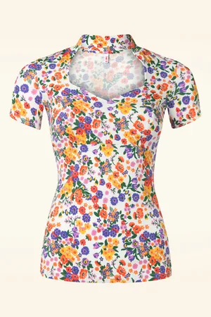 Blutsgeschwister Pow Wow Vau Top in Mini Spring Romance White.