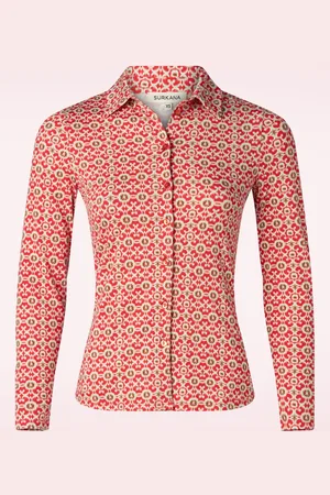 SURKANA Sara Graphic Bluse in Rot
