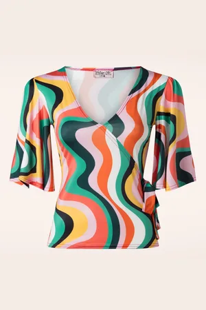 Vintage Chic Belle Geometric Slinky Top in Multi
