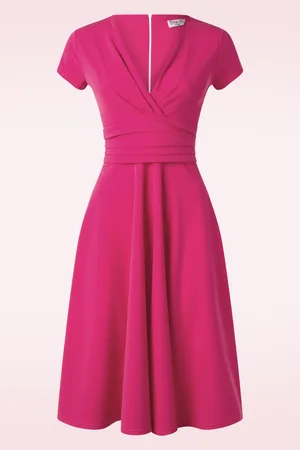 Vintage Chic Esmeralda Swing Kleid in Knallrosa