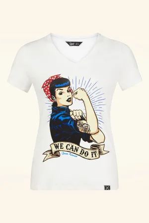Queen Kerosin We Can Do It T-Shirt in Off White