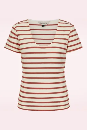 Banned Retro Summer Ethel Top in Creme und Rot
