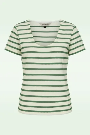 Banned Retro Summer Ethel Top In Creme und Grün