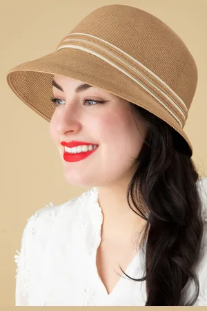 Bronté Diana Cloche Strohhut in Sand