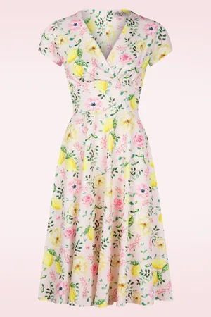 Vintage Chic Miley Zitronen Swing Kleid in Hellrosa.