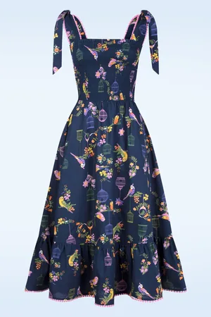 Blutsgeschwister Flowerchild Midikleid in Multicolour Budgie