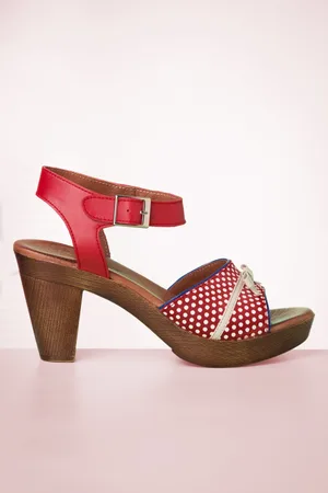 Nemonic Karina Leder Plateau-Sandalen in Rot